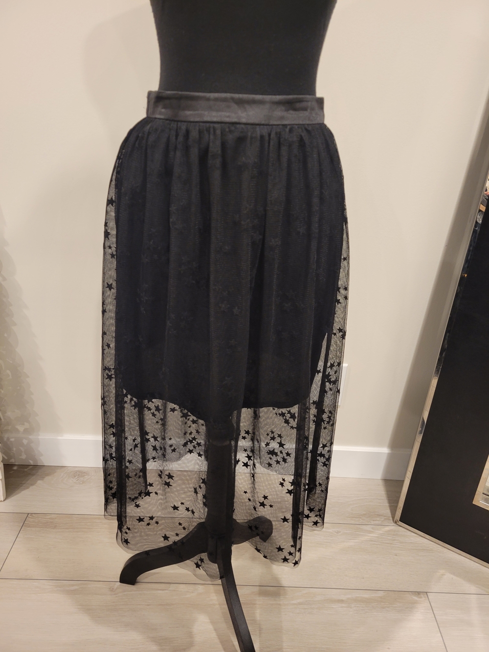 twik Black Star Mesh Overlay Skirt